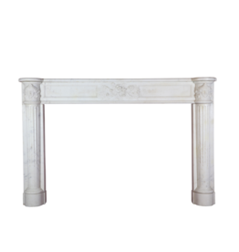 Grand French White Carrara Marble Antique Fireplace Surround