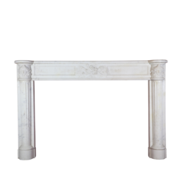 Maison Leon Van den Bogaert Grand French White Carrara Marble Antique Fireplace Surround