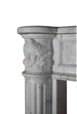 Grand French White Carrara Marble Antique Fireplace Surround