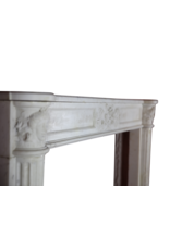 Grand French White Carrara Marble Antique Fireplace Surround