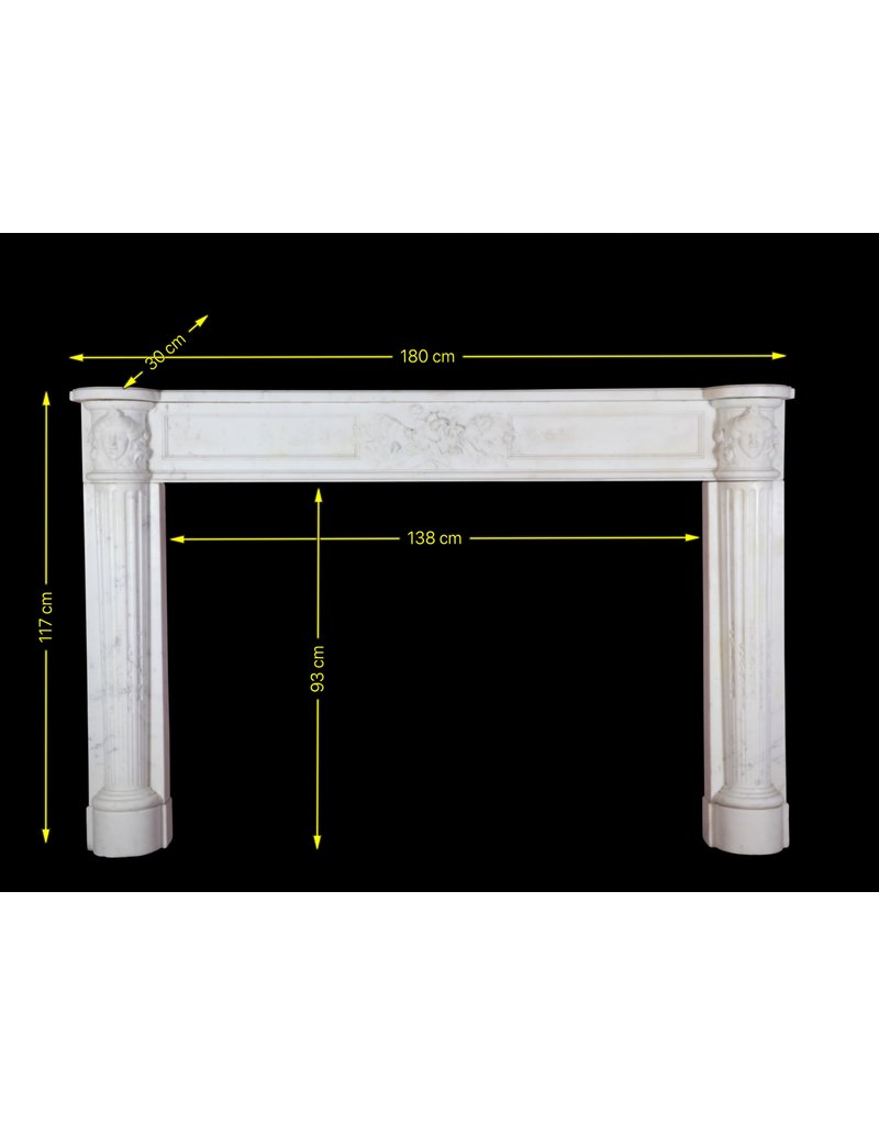 Gran Francés Mármol Blanco De Carrara Antiguo Chimenea