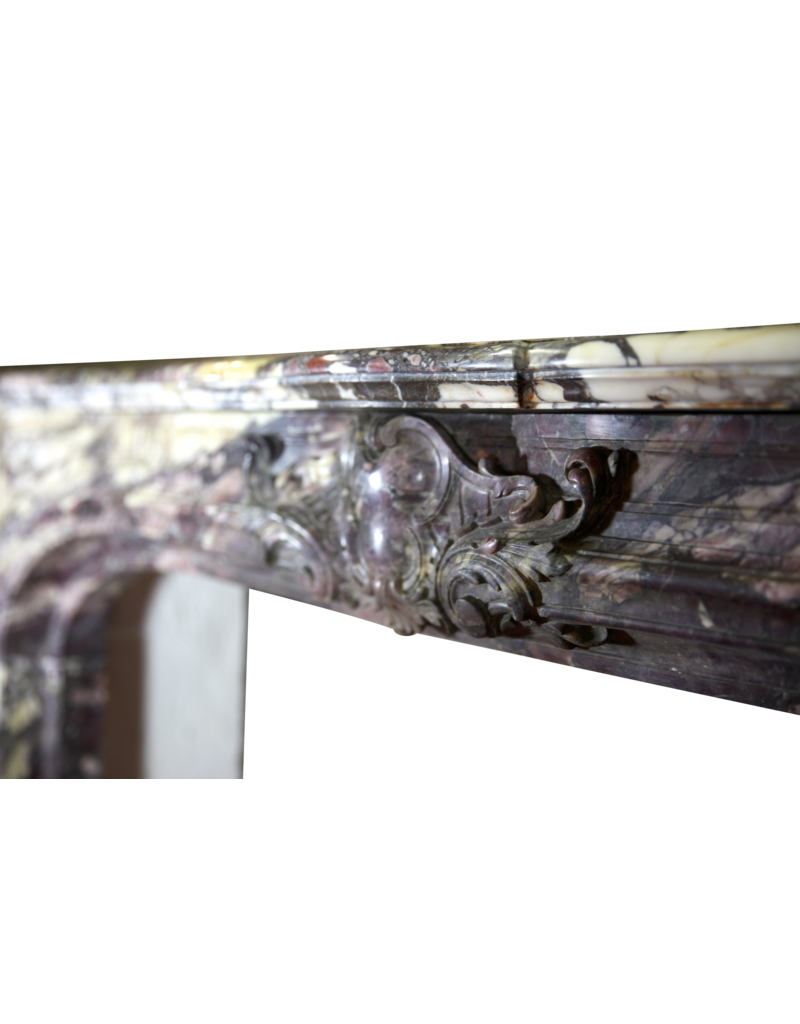 Maison Leon Van den Bogaert Parisian Monumental Antique Fireplace Surround In Brêche Violet Marble