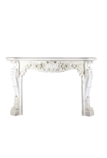 Maison Leon Van den Bogaert White Statuary Marble Belle Epoque Period Antique Fireplace Surround