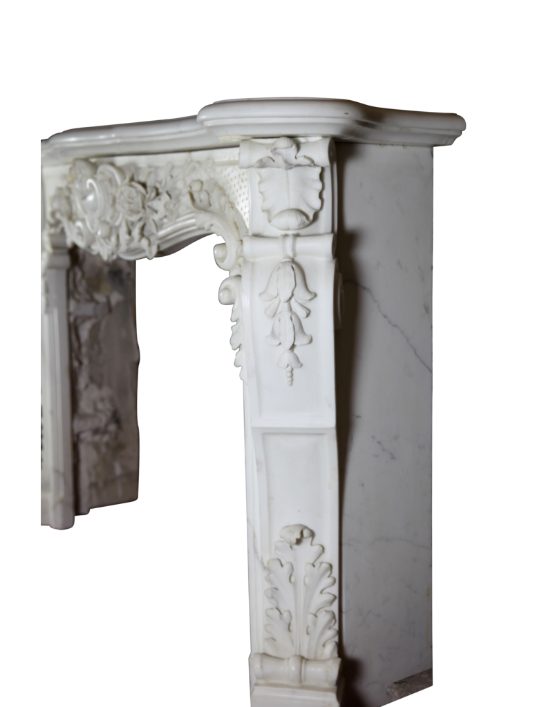 Maison Leon Van den Bogaert White Statuary Marble Belle Epoque Period Antique Fireplace Surround