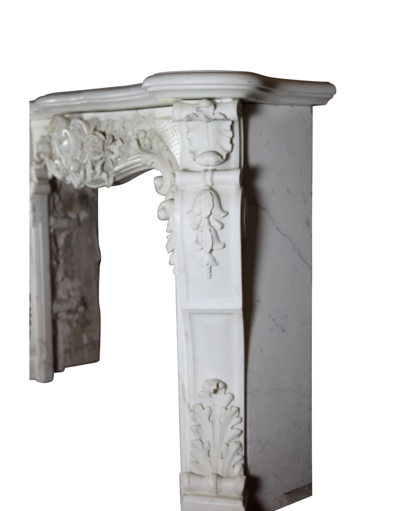 White Statuary Marble Belle Epoque Period Antique Fireplace Surround