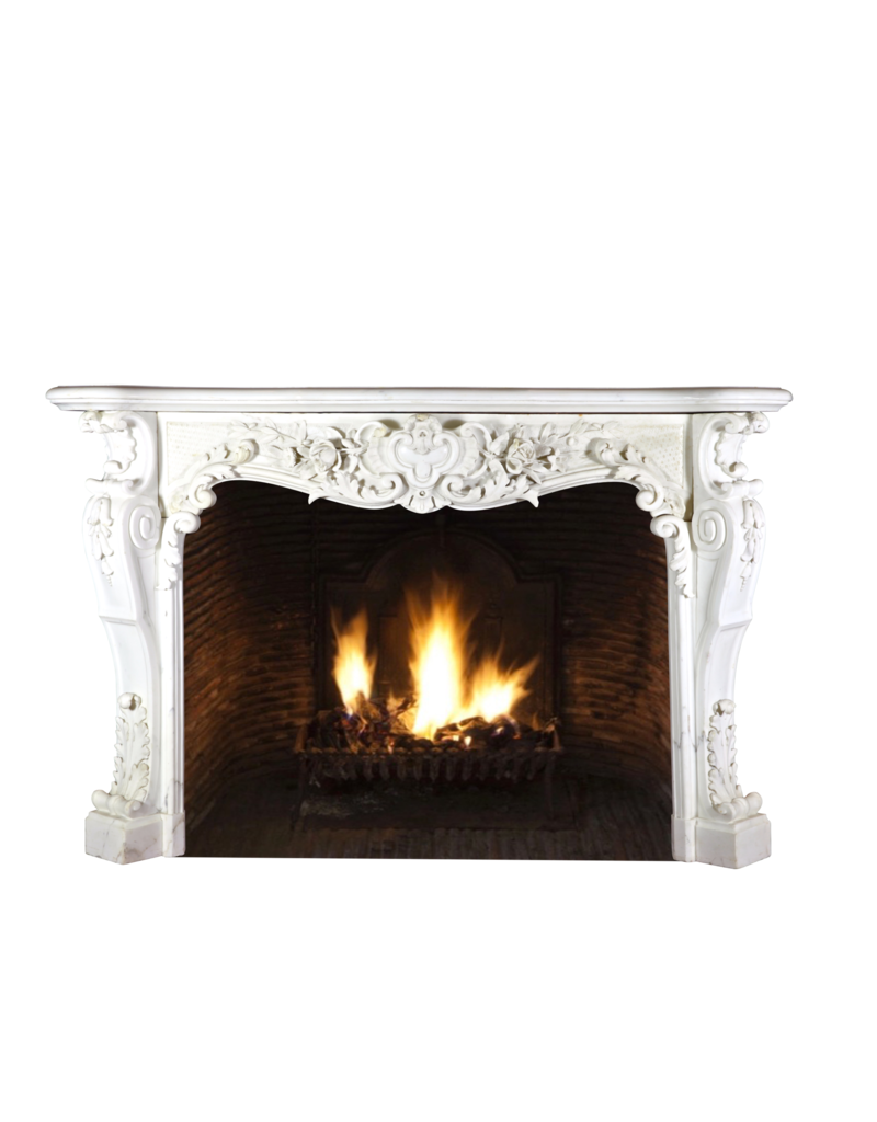 Maison Leon Van den Bogaert White Statuary Marble Belle Epoque Period Antique Fireplace Surround