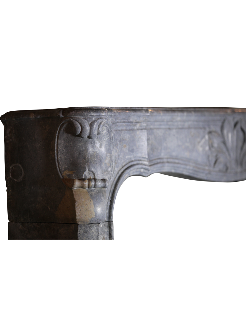 Maison Leon Van den Bogaert Feiner französischer Kamin aus Hartstein mit Blumendetail aus dem 18. Jahrhundert