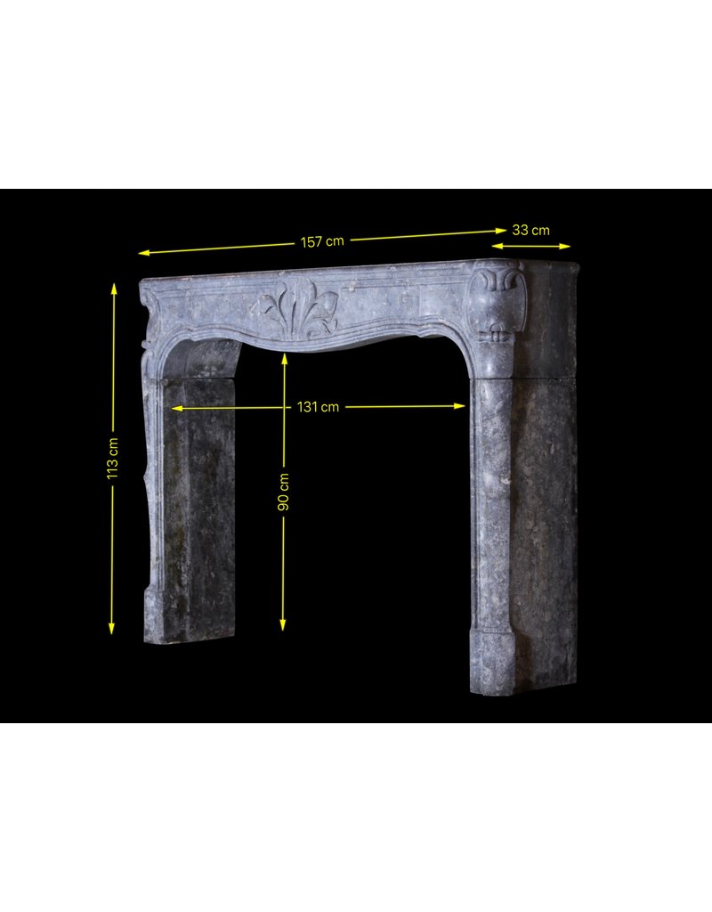 Maison Leon Van den Bogaert Feiner französischer Kamin aus Hartstein mit Blumendetail aus dem 18. Jahrhundert
