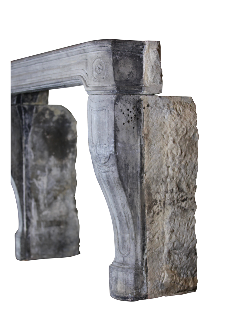 17Th Century French Country Limestone Fireplace Surround