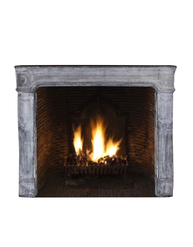 17Th Century French Country Limestone Fireplace Surround