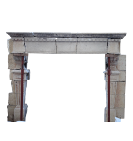 Maison Leon Van den Bogaert Giant Fortress Antique Fireplace Surround In Hard Limestone