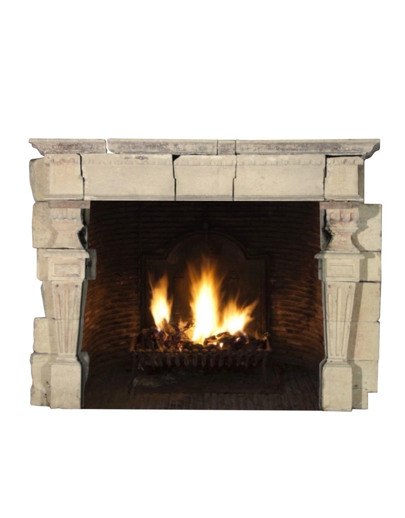 Giant Fortress Antique Fireplace Surround In Hard Limestone