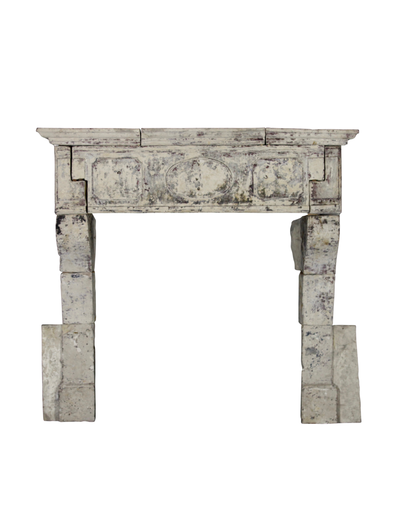 French 17Th Century Period French Country Style Limestone Fireplace Mantle