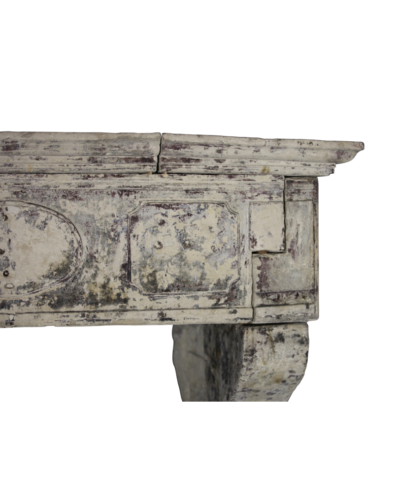 French 17Th Century Period French Country Style Limestone Fireplace Mantle