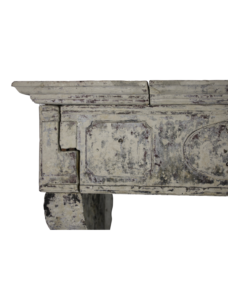 French 17Th Century Period French Country Style Limestone Fireplace Mantle