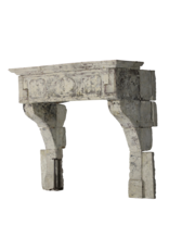 French 17Th Century Period French Country Style Limestone Fireplace Mantle