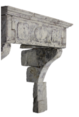 French 17Th Century Period French Country Style Limestone Fireplace Mantle