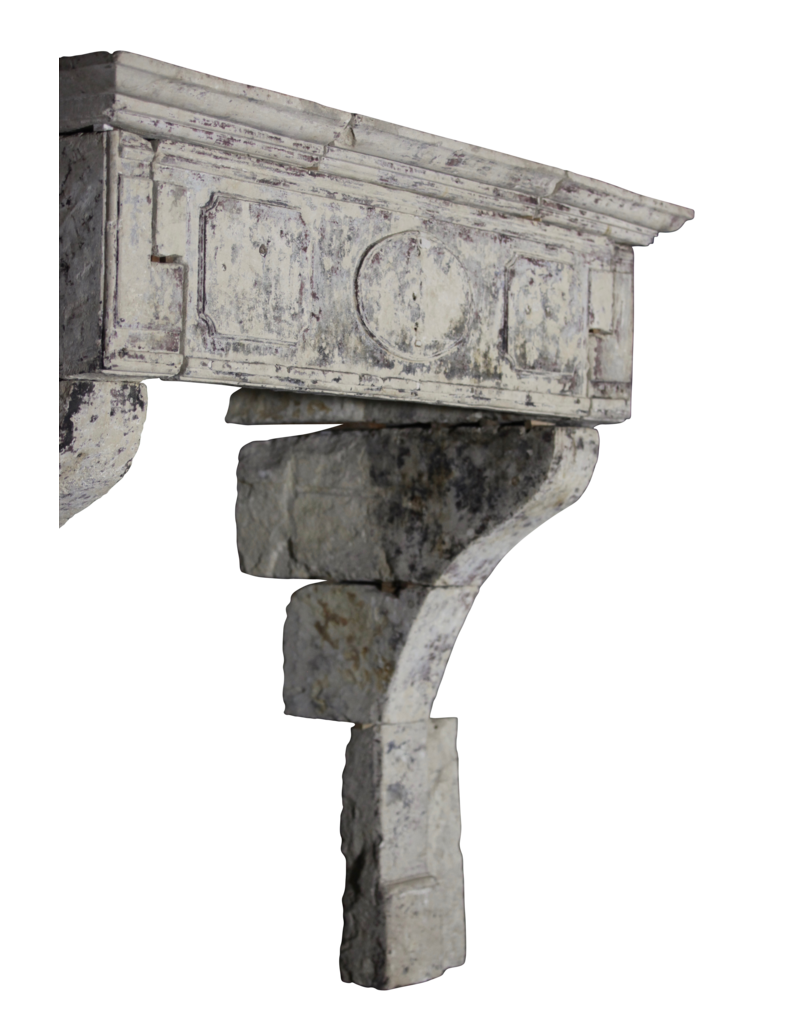 French 17Th Century Period French Country Style Limestone Fireplace Mantle