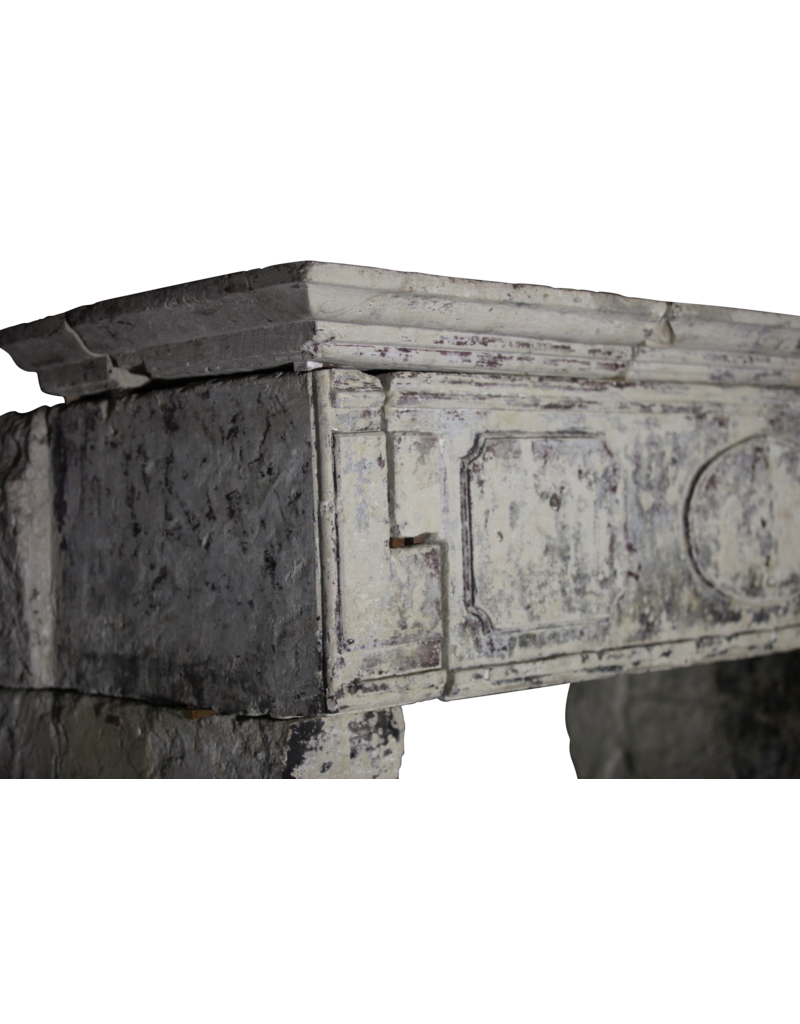 French 17Th Century Period French Country Style Limestone Fireplace Mantle