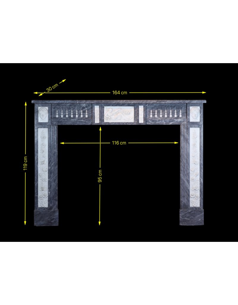 18Th Century Bicolor Belgian Marble Antique Fireplace Surround