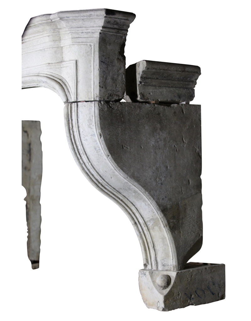French Style 18Th Century Limestone Antique Fireplace Surround