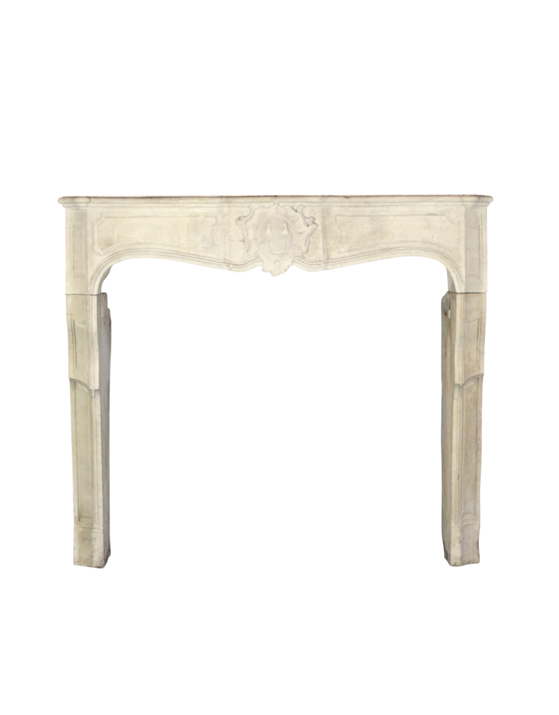 17Th Century Delicate French Country Limestone Fireplace Surround