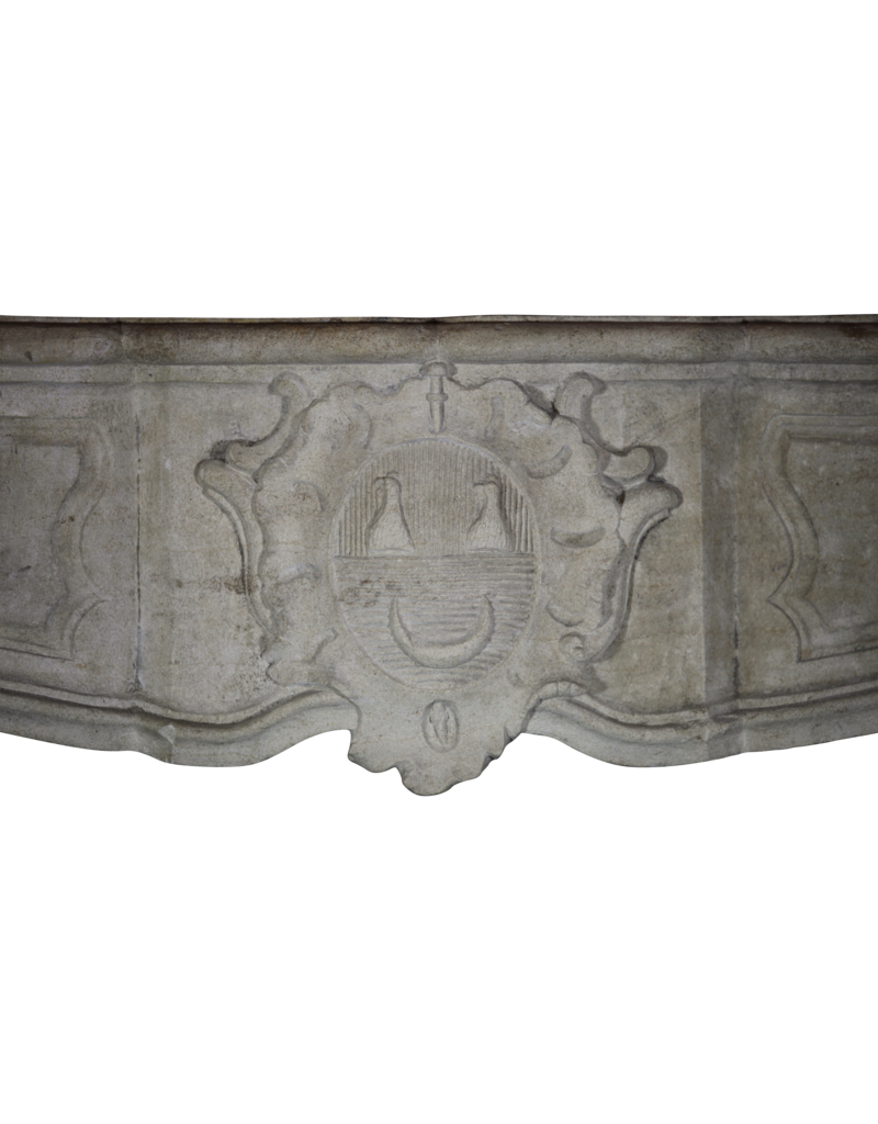 17Th Century Delicate French Country Limestone Fireplace Surround