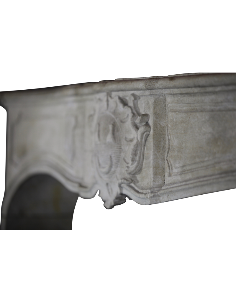 17Th Century Delicate French Country Limestone Fireplace Surround