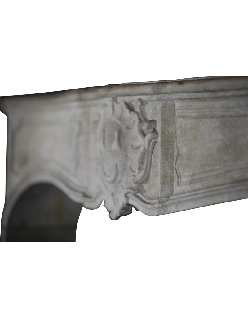 Antike Französische Kalkstein Kamin Maske
