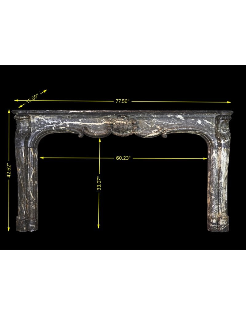 Maison Leon Van den Bogaert Wide Belgian Classic Fireplace Surround In Belgian Grey Gris D'ardenne Marble