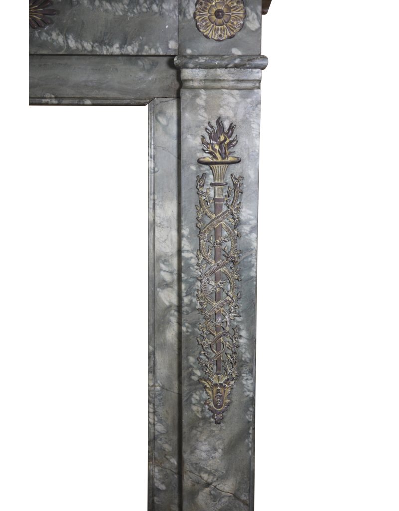 Maison Leon Van den Bogaert Green Marble Classic Antique French Fireplace Mantle