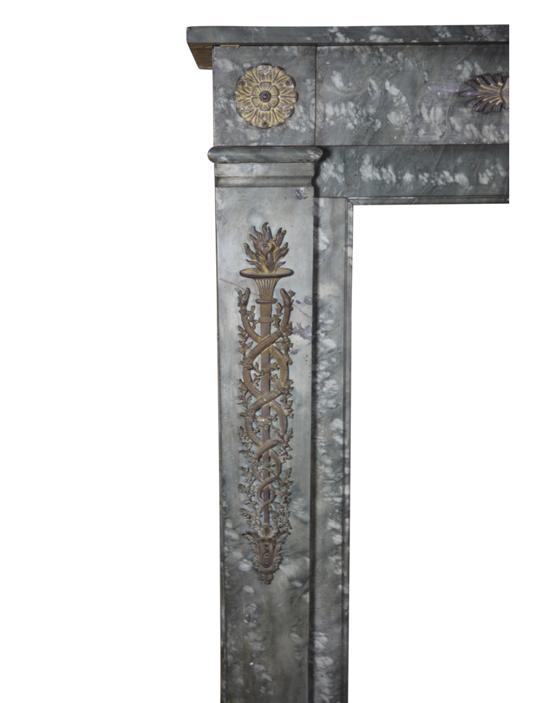 Maison Leon Van den Bogaert Green Marble Classic Antique French Fireplace Mantle