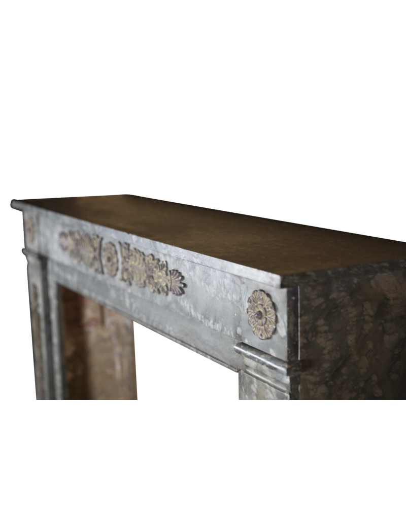 Maison Leon Van den Bogaert Green Marble Classic Antique French Fireplace Mantle