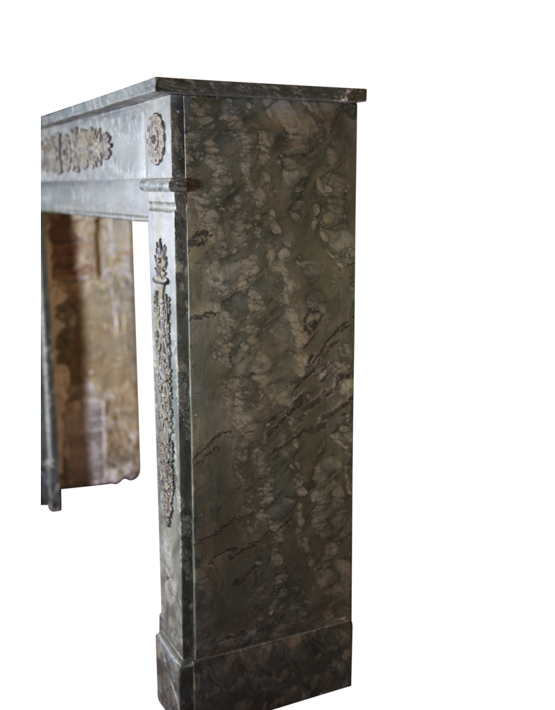 Maison Leon Van den Bogaert Green Marble Classic Antique French Fireplace Mantle