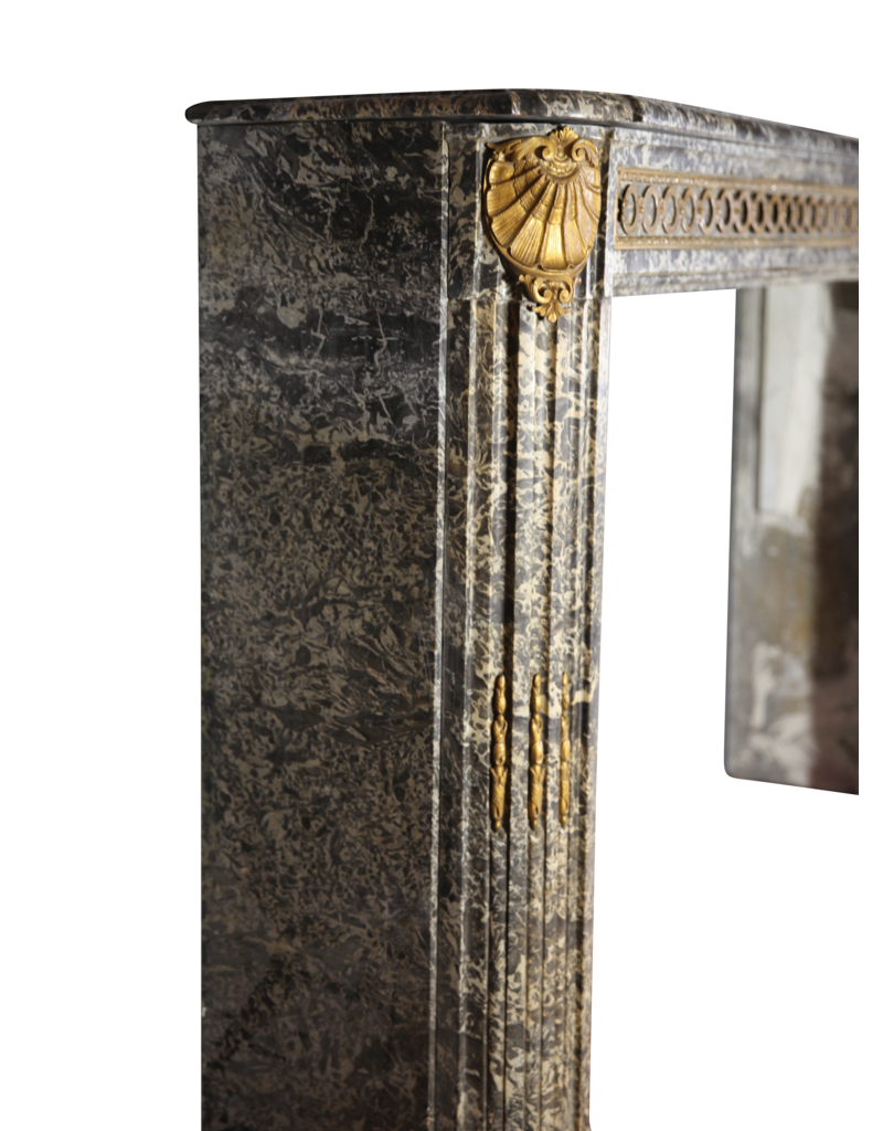 Maison Leon Van den Bogaert 18th Century Chic French Antique Fireplace Surround in Grey St-Anna Marble