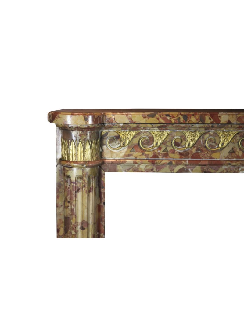 Maison Leon Van den Bogaert Elegant French Chic Brêche Marble Vintage Fireplace Surround