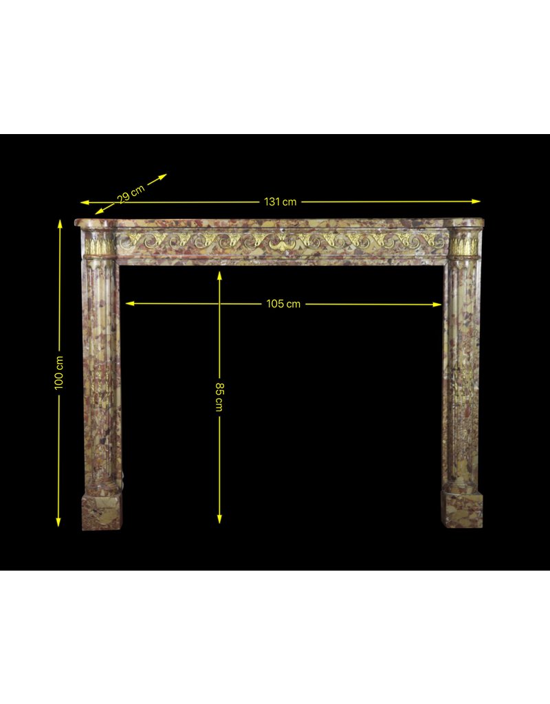 Maison Leon Van den Bogaert Elegant French Chic Brêche Marble Vintage Fireplace Surround