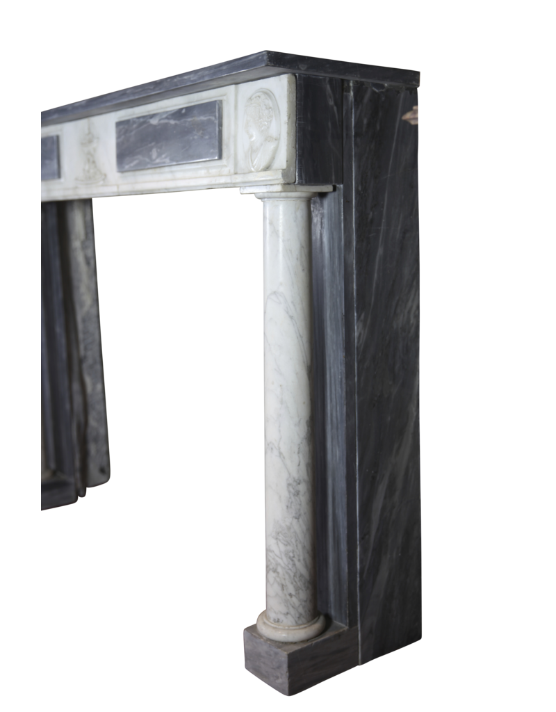 Maison Leon Van den Bogaert Fine Classic Fireplace Surround In Bleu Turquin Marble With Medaillons