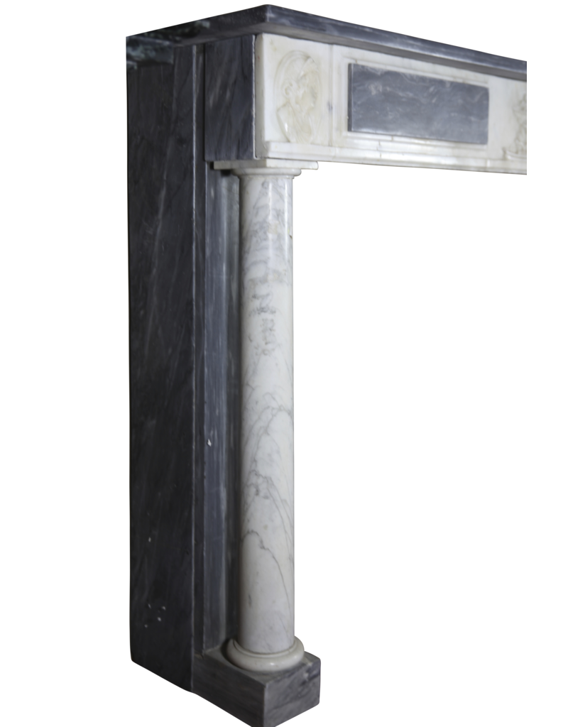 Maison Leon Van den Bogaert Fine Classic Fireplace Surround In Bleu Turquin Marble With Medaillons