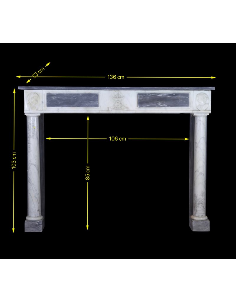Maison Leon Van den Bogaert Fine Classic Fireplace Surround In Bleu Turquin Marble With Medaillons