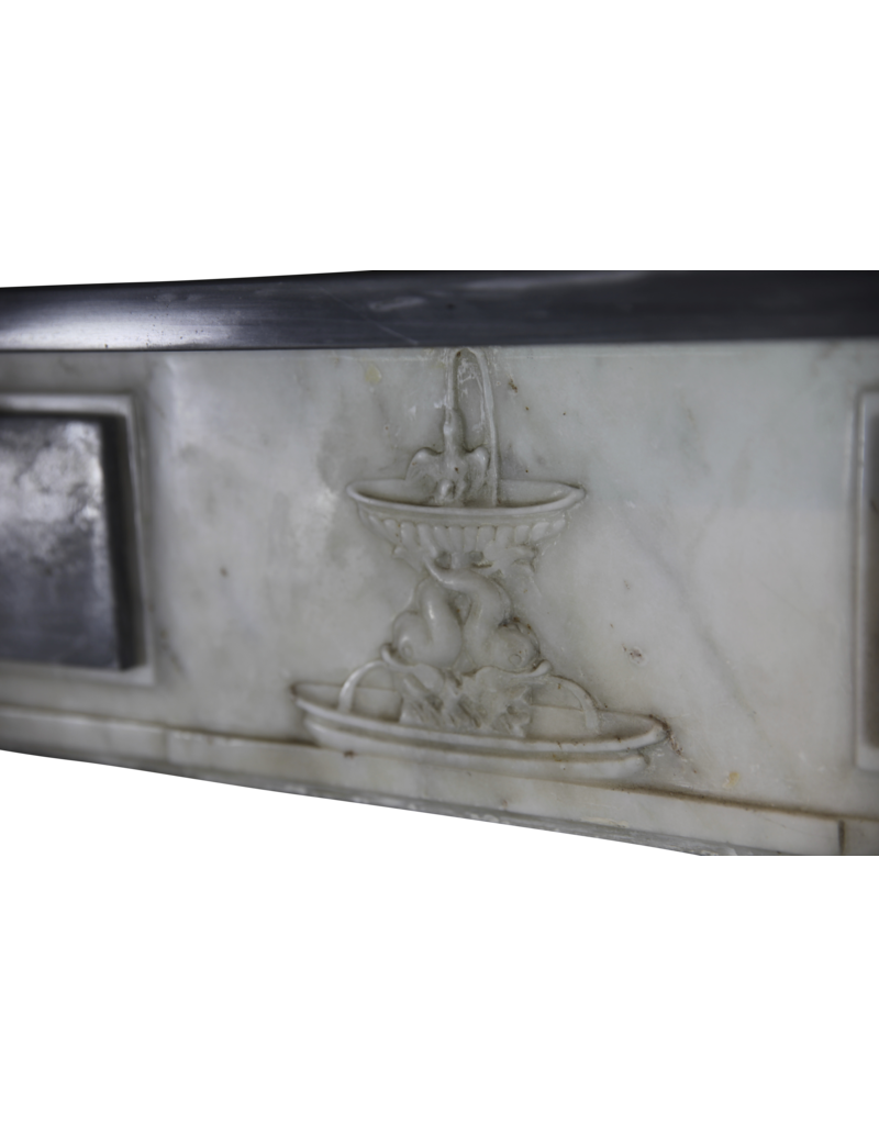 Fine Classic Fireplace Surround In Bleu Turquin Marble With Medaillons