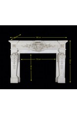 Parisian Monumental Antique Fireplace Surround In White Statuary Marble