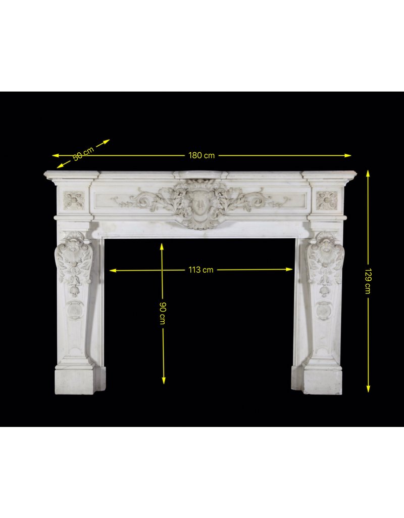Maison Leon Van den Bogaert Monumentale antike Pariser Kaminumrandung aus weißem Statuario-Marmor