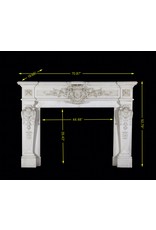 Parisian Monumental Antique Fireplace Surround In White Statuary Marble