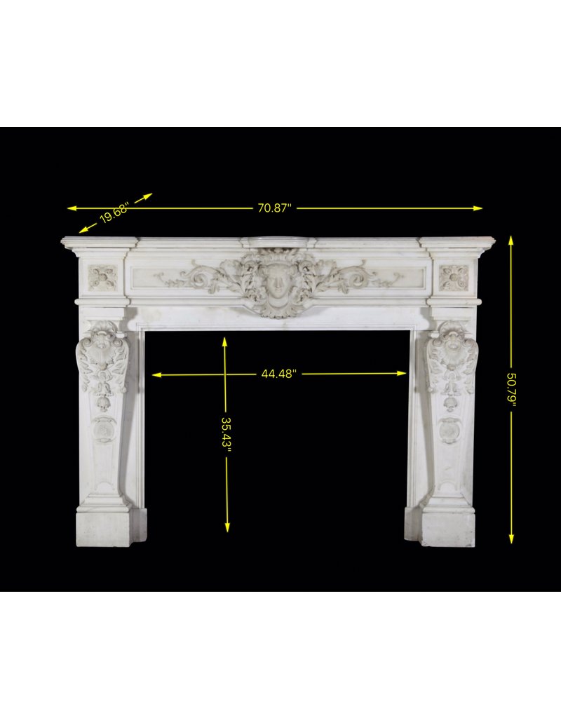 Cheminée Parisienne Monumentale Antique Palladium En Marbre Sculpture Blanc