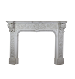 Delicate Italian Vintage Statuary White Marble Chimney Piece