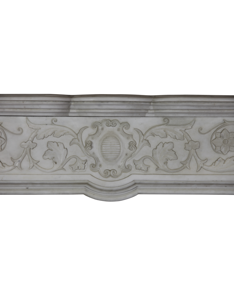 Delicate Italian Vintage Statuary White Marble Chimney Piece