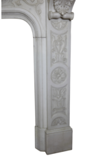 Delicate Italian Vintage Statuary White Marble Chimney Piece