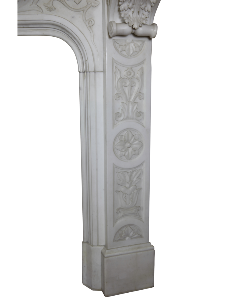 Delicate Italian Vintage Statuary White Marble Chimney Piece