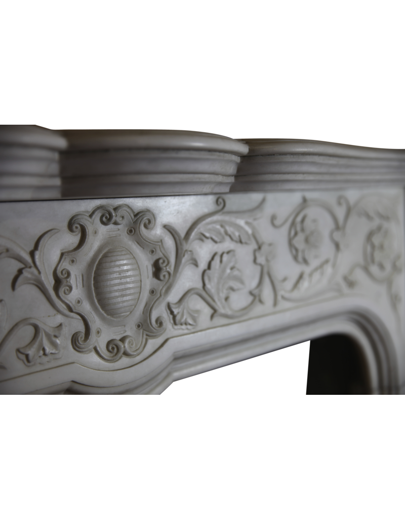 Delicate Italian Vintage Statuary White Marble Chimney Piece